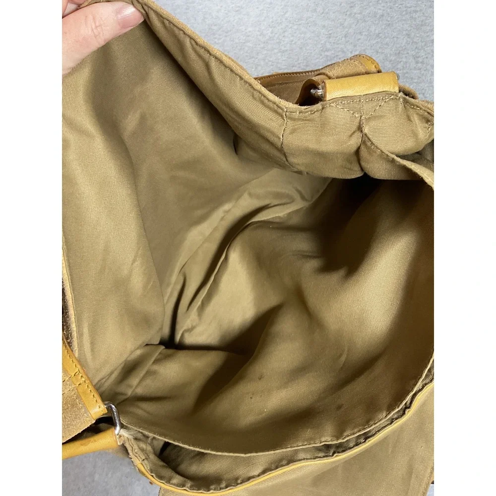 Levenger Tan Leather Suede Messenger Bag Satchel Crossbody Large